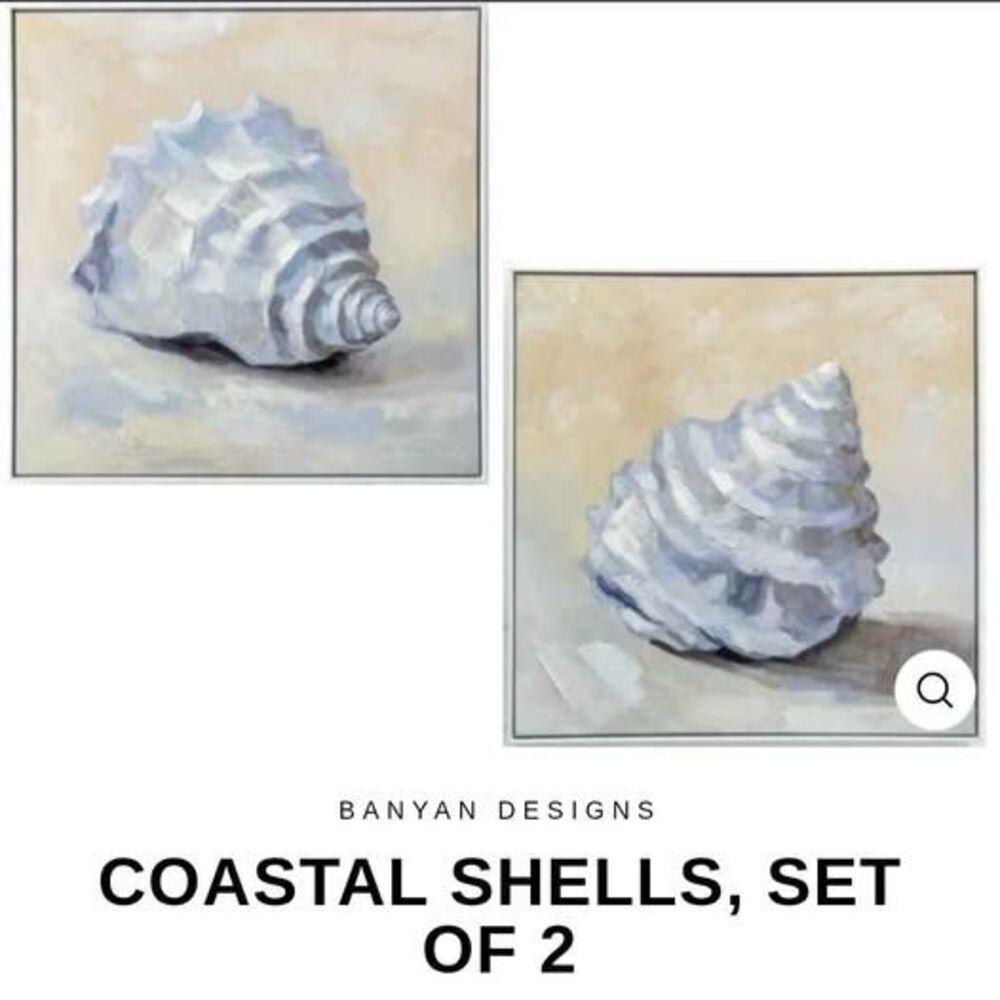 Banyan Designs Coastal Shells Set of 2 Canvas Wall Decor